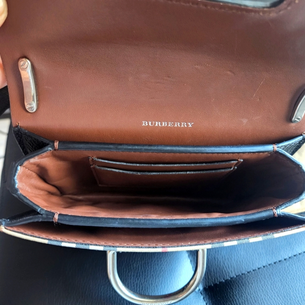 BURBERRY Goatskin Vintage Check Mini D-Ring Bag Black - Picture 16 of 16